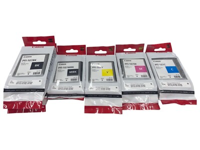 Lot x6 Canon PFI-107BK /MBK/C/Y/M NEW SEALED Ink Tanks for iPF670 /680/685 ETC