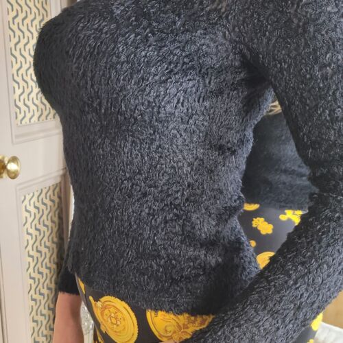 Versace Versus Vintage Black Polo Roll Neck Top Jersey Blouse Mesh IT 38 UK 6 XS - Picture 17 of 17