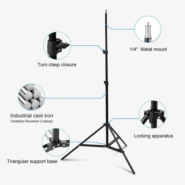 7ft Light Stand Tripod 2m Adjustable For Photography Studio Boom Video