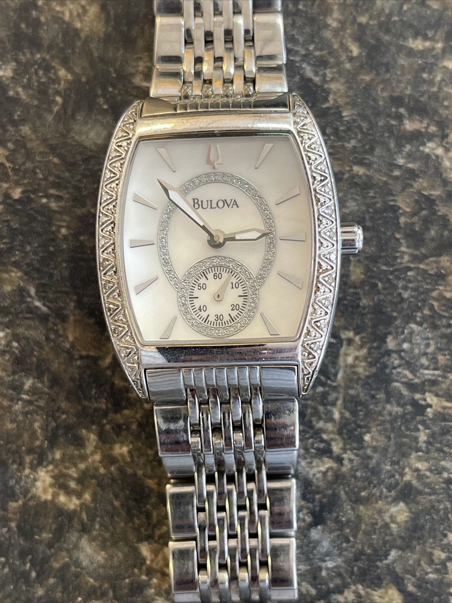 BULOVA 22 Diamonds Mother Of Pearl Dial Bracelet Watch Stainless 
