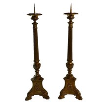 2x große Kerzenhalter Kerzenständer - 19. Jhdt - Dornleuchter Kirchenleuchter