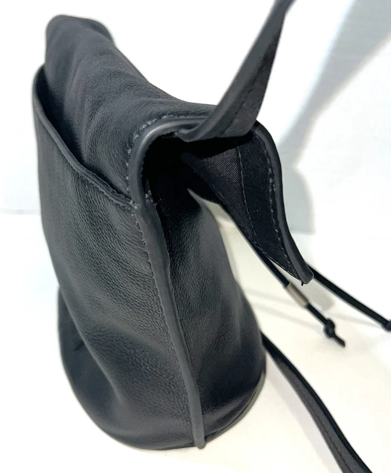 Lucky Brand Cuero Negro Solapa Ajustable Bandolera Hobo Bolso de Hombro Bolso de Mano Cartera Foto 3 de 4