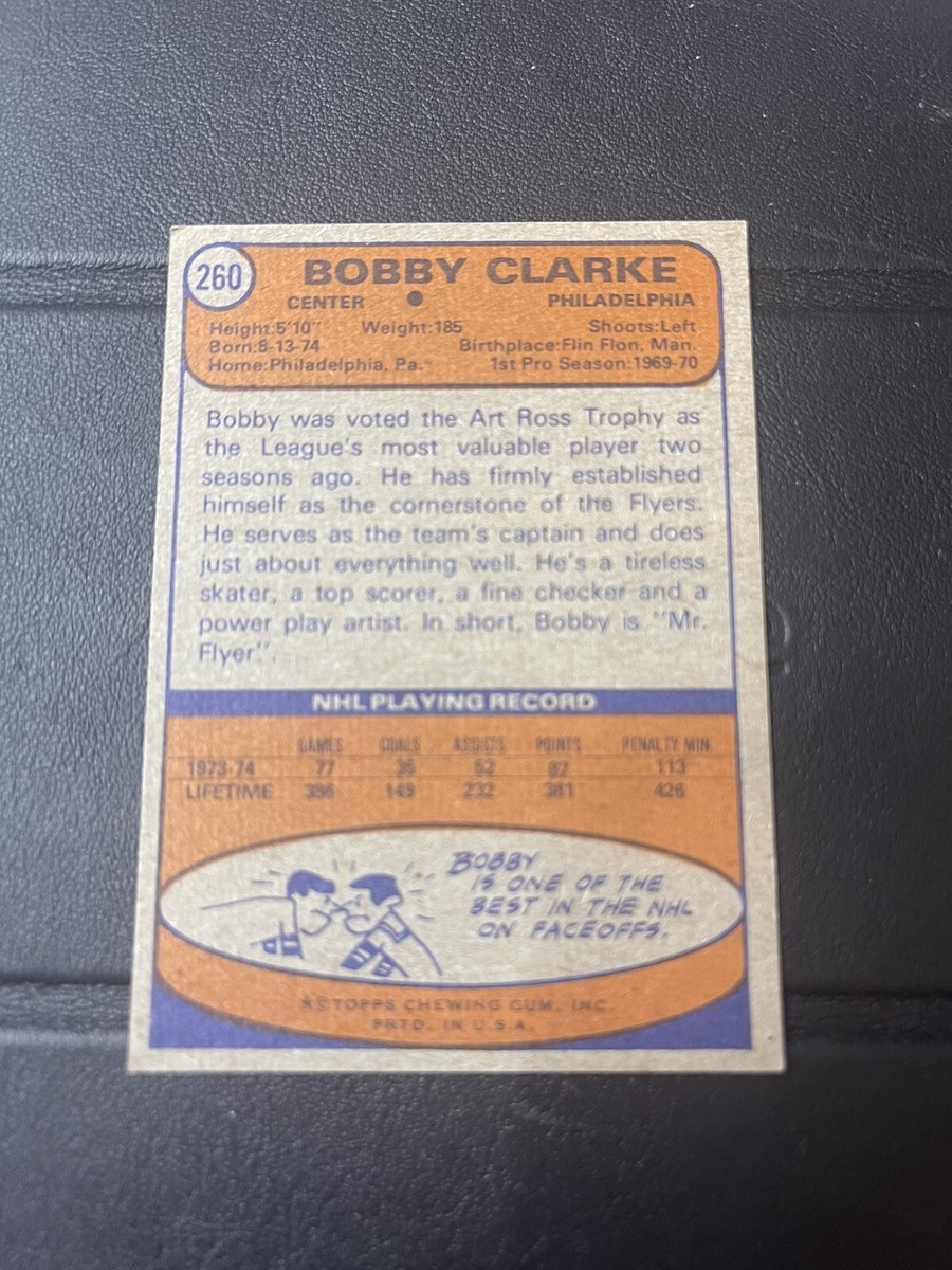 Topps Hockey 1974-1975 #260 Bobby Clarke Philadelphia Flyers | eBay