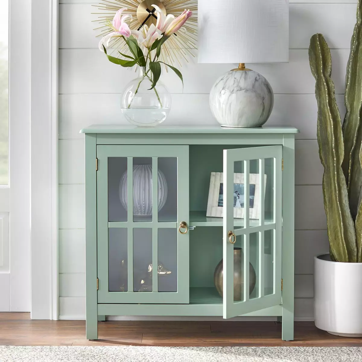 Glass door online accent cabinet