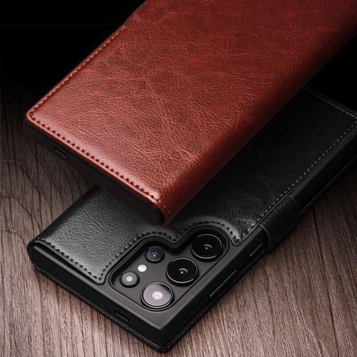 Genuine Leather Magnetic Flip Case For Samsung 22 S23 S24 S25 plus Ultra S25edge - 第 6/10 張圖片