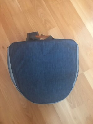 BROOKSTONE®️ Denim insulated cooler backpack in blue with grey trim-brand new New Denim Blue & Gray Brookstone Backpack Cooler with  main image 4