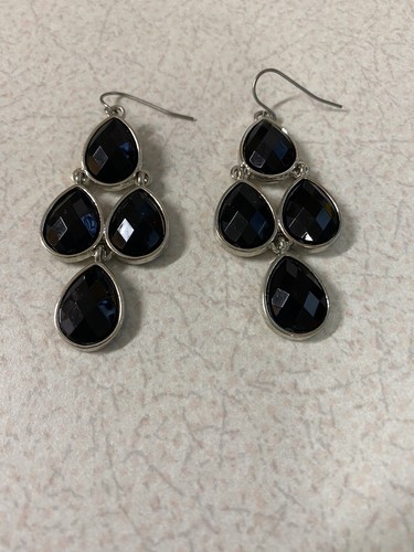 Indian Black Onyx Midnight Chandelier Earrings - Picture 2 of 5