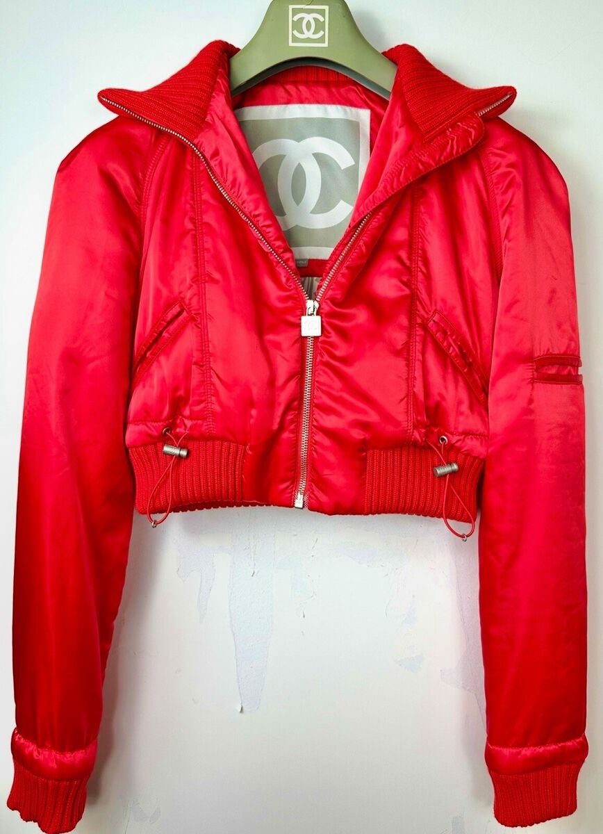 Chanel Vintage 2003 Red Sport Logo Bomber Jacket 34 36 38 2 Chanel Vintage 2003 Red Sport Logo Bomber Jacket 34 36 38 2