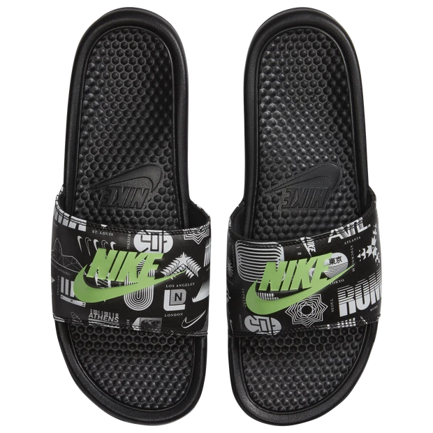 Sandali Nike Benassi JDI Print Run To Tokyo nero verde Strike da uomo taglia 9
