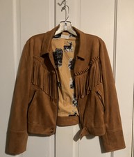 Rare Mother Jeans Sample Suede Fringe Braided Jacket Coat Western Tan Hippie S