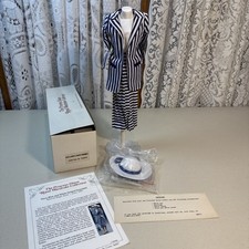 Princess Diana Royal Wardrobe Danbury Mint Blue White Striped Ensemble W/stand