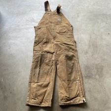 Carhartt Men's Insulated Bibs Overalls Size 40x30 Duck Canvas Double Knee Brown