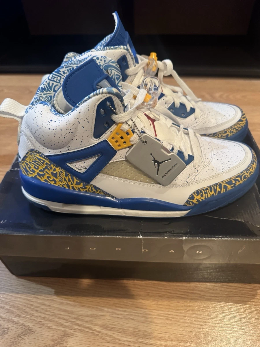 Jordan Spizike Do The Right Thing White Blue Gold High Top Sneaker 315371-162