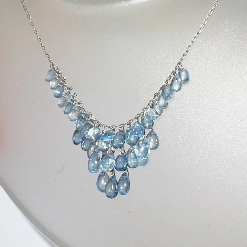Collar Aguamarina DIEZ MIL COSAS Plata Lisa Lágrima Cascada Racimo Foto 3 de 4