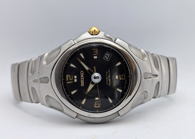 Seiko Kinetic Auto Relay 5J22-0A10 Black Dial 100M Watch | New