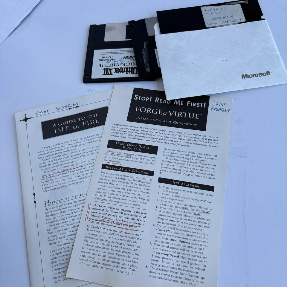 Ultima VII Forge of Virtue Expansion Origin 3.5" DOS IBM PC Big Box Game CIB - Image 3 of 3