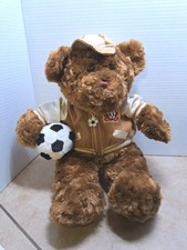 Caltoy Plush Soccer Brown Teddy Bear Soccer Ball Jacket Hat Sports Football 16"