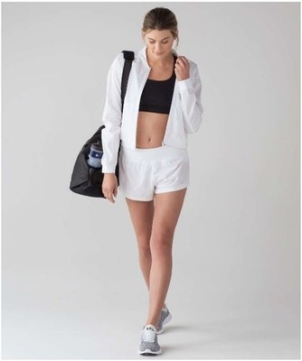 Lululemon Final Lap Bomber Jacket White Zipper Pockets Size 4 MSRP $128