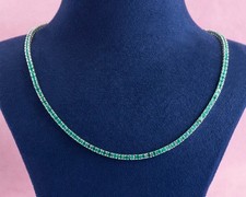 8Ct Round Cut Lab Created Green Emerald Tennis Necklace 14K White Gold Plated