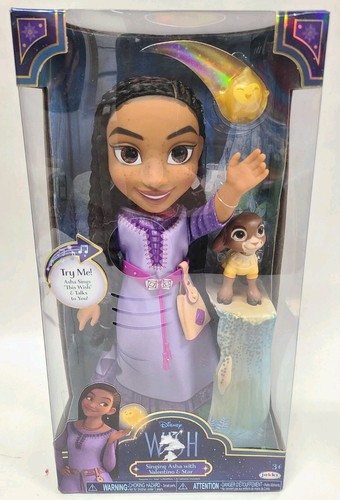 Muñeca grande Wish Singing Asha de 14"" de Disney con Valentino y estrella - Imagen 1 de 2