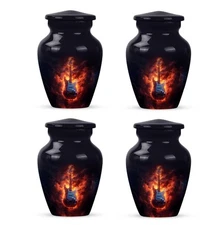 Urn 3Inch Set Of 4 for Ashes Guitar Guitar Themed Memorial Urns Black