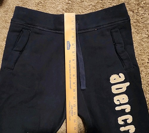 NWT Abercrombie Kids Sweatpants Boys Large Fleece Spellout Logo Blue Baggy Prep - Picture 7 of 8
