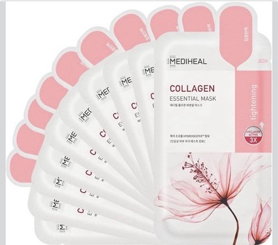 NEW Mediheal Essential Face Mask Collagen Skin Firming, Plumping Hydration 10 ct