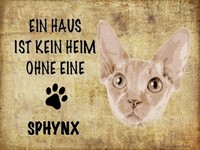 Holzschild 30X40 Cm Sphynx Katze Ohne Kein Heim Deko Geschenk Holz Schild