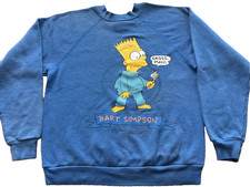 Vintage 1990 SSI USA Bart Simpson Gross Man Ringer Sweatshirt Sweater USA 14-16
