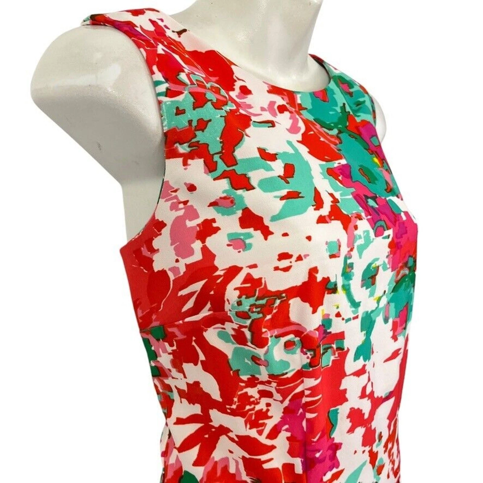 Abito donna Alyx Limited verde corallo stampa tubino senza maniche elasticizzato tg 10