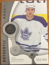 2005-06 SP Game Used Rookie RC Jay Harrison #237 Toronto Maple Leafs #’d 524/999