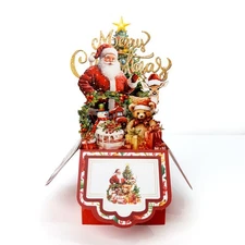 Festive Christmas 3D Pop-Up Card Decorative Santa Reindeer Holiday Greeting Card