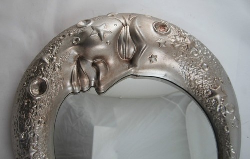 Espejo de pared Moonlight en plata antigua 32 diámetro nuevo Luna pieza muy discreta - Imagen 3 de 9