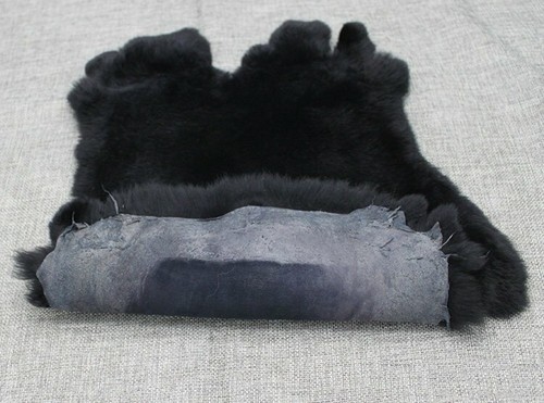 4xGenuine Black Rabbit Skin Pelt Real Fur Pelt Leather Hide High Quality - Picture 6 of 6