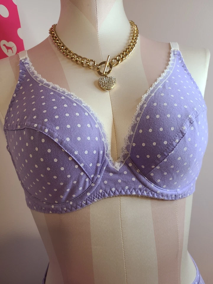 Новый винтажный Victoria's Secret 100% хлопок бюстгальтер/трусики комплект 34C/sm - Изображение 3 из 4