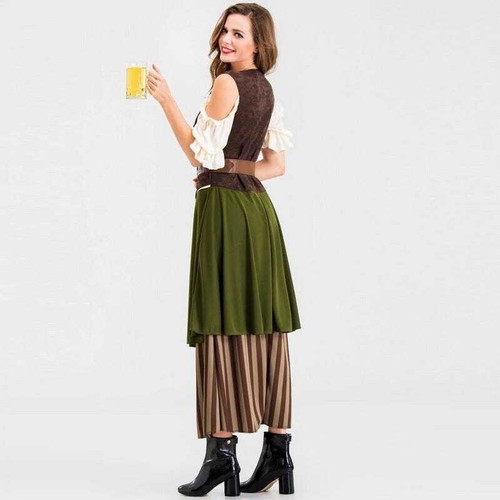 N227 Ladies Oktoberfest Wench Dirndl German Dress Up Bavarian Beer Maid Costume - Picture 7 of 9