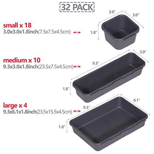 32 Stück Ineinandergreifende Schreibtisch Schublade Organizer Tablett Teiler Kunststoff Flach Schwarz - Bild 3 von 7