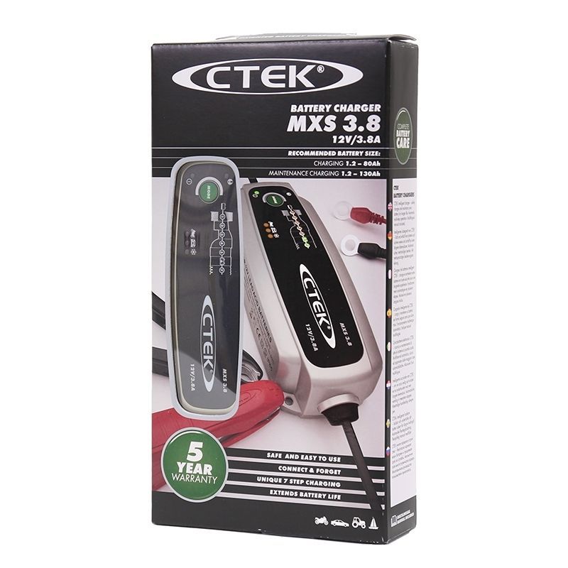 CTEK Chargeur de Batterie 12V MXS 3.8 idéal pour l'hivernage des Voitures et Motos