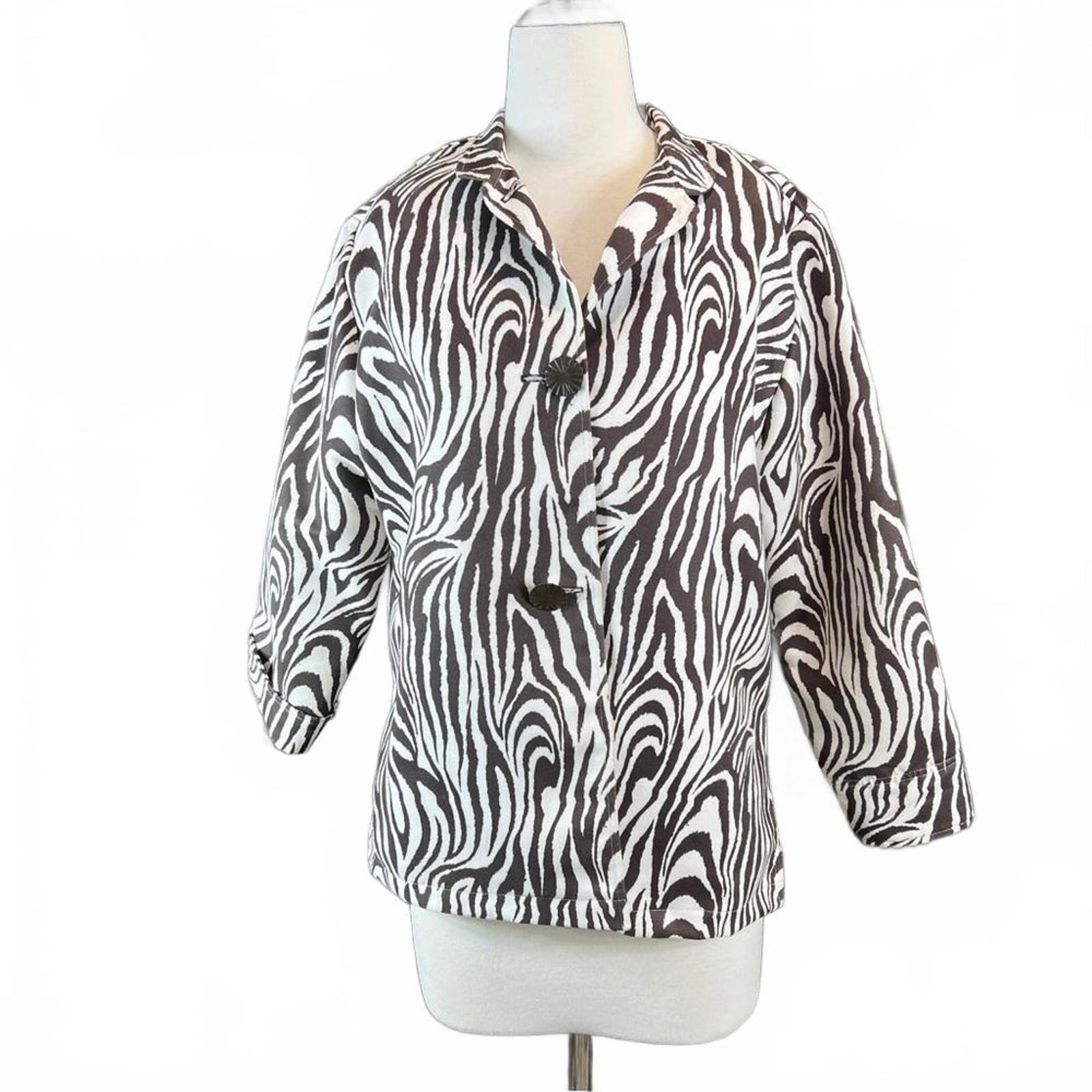 Giacca blazer vintage dipinta stampa pony zebrata colore bianco antracite taglia media