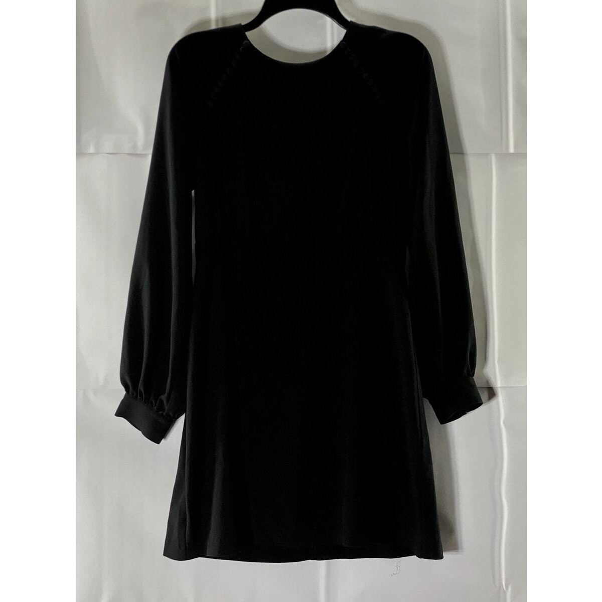 hutch long-sleeve off-the-shoulder mini dress HUTCH Women's Black Solid Button-Shoulder Detail Long Sleeve Mini Dress SZ  8