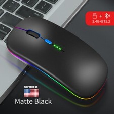 Wireless Bluetooth 5.1 Dual Mode Mouse LED Rechargeable Mice for Computer Laptop
