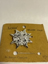 Loree snowflake Scarf Clip beautiful silver tone on card rare