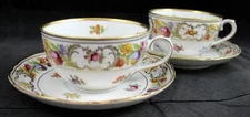 Schumann Empress Dresden Flowers 2 Cup and Saucer Sets Various Floral Motifs