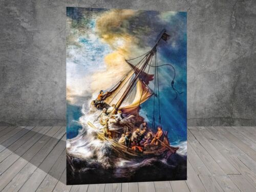 Rembrandt The Storm on the Sea of Galilee FRAMED CANVAS ART 1028 - Picture 1 of 9