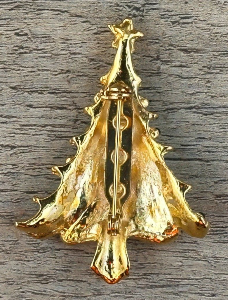 5 VINTAGE CHRISTMAS TREES PINS BROOCHES COSTUME JEWELRY RETRO LOT JJ