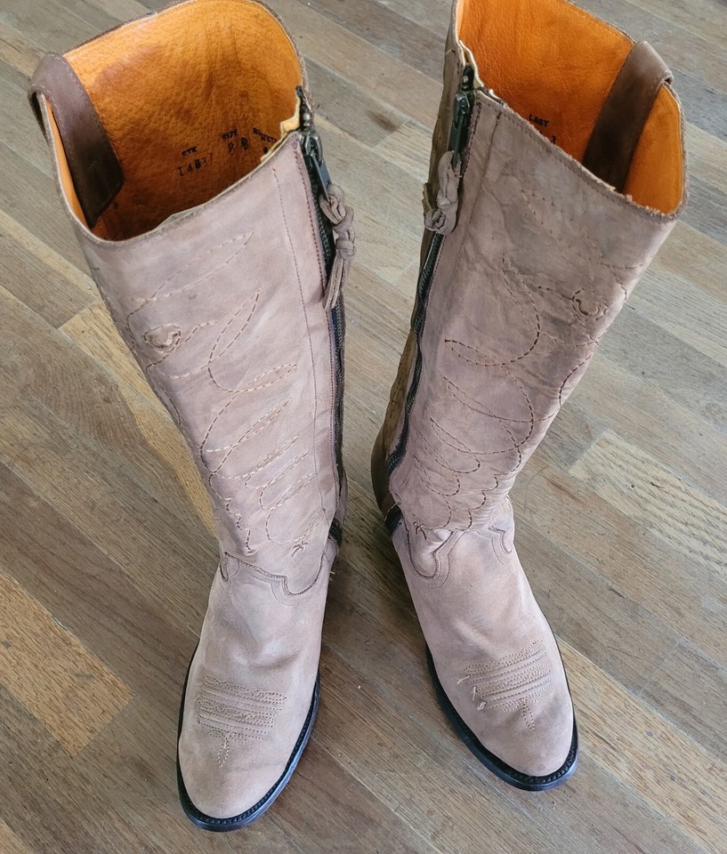 Charlie 1 Horse Light Brown Suade Leather Cowboy Western Boots Women 8