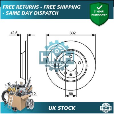 Fits Audi Allroad 2006-2011 2.7 TDi 3.0 3.1 4.2 HMH Rear Brake Disc 4F0615601G