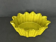 Italy PV Peasant Village - Majolica Yellow / Green Pottery W Ruffled edge # 6892