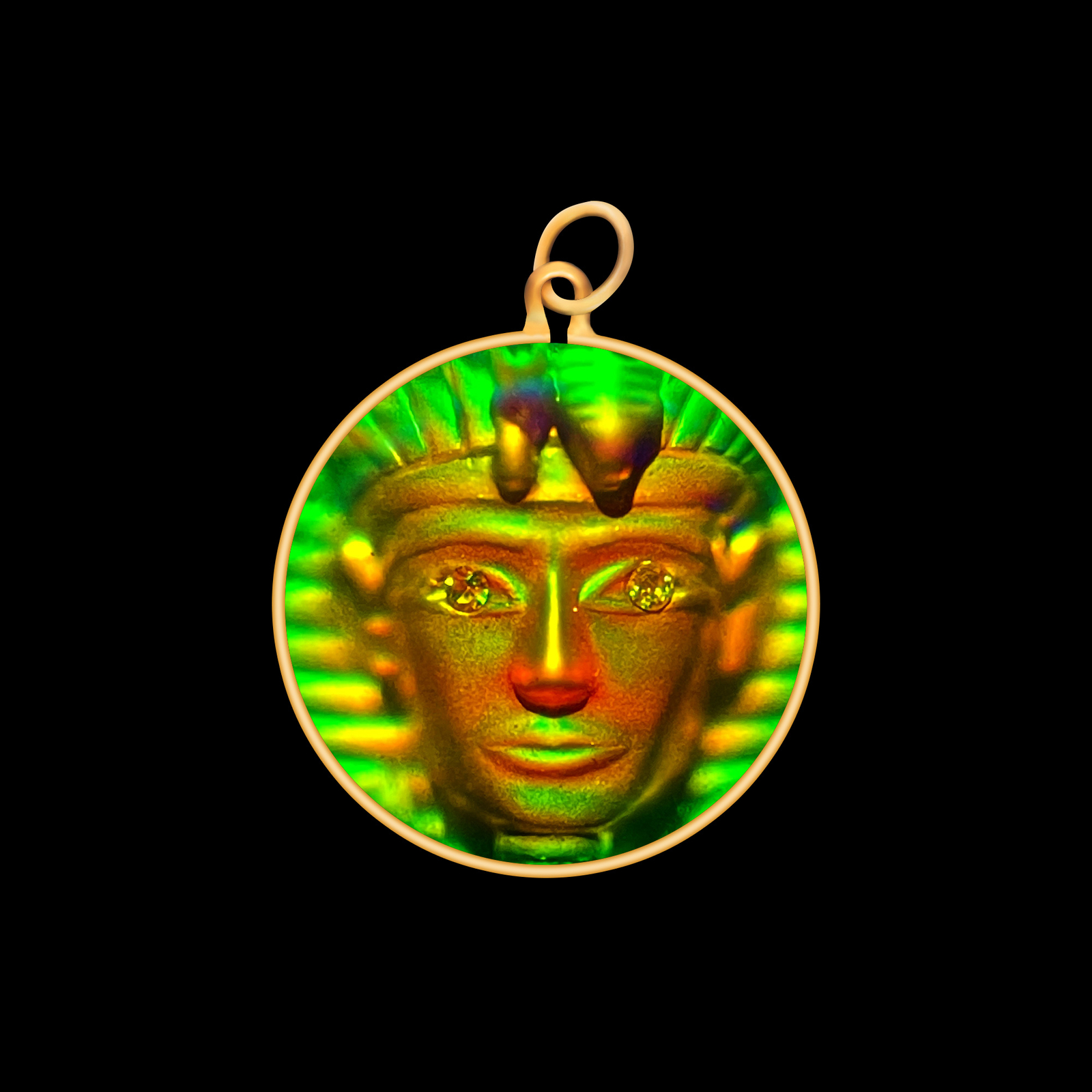 9ct Gold Hologram Pendant - Tutankhamun Egyptian Pharaoh 2 (Small) - No Chain