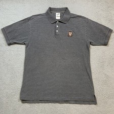 VTG Warner Bros Mens Medium Polo Tasmanian Devil Striped Gray Looney Tunes
